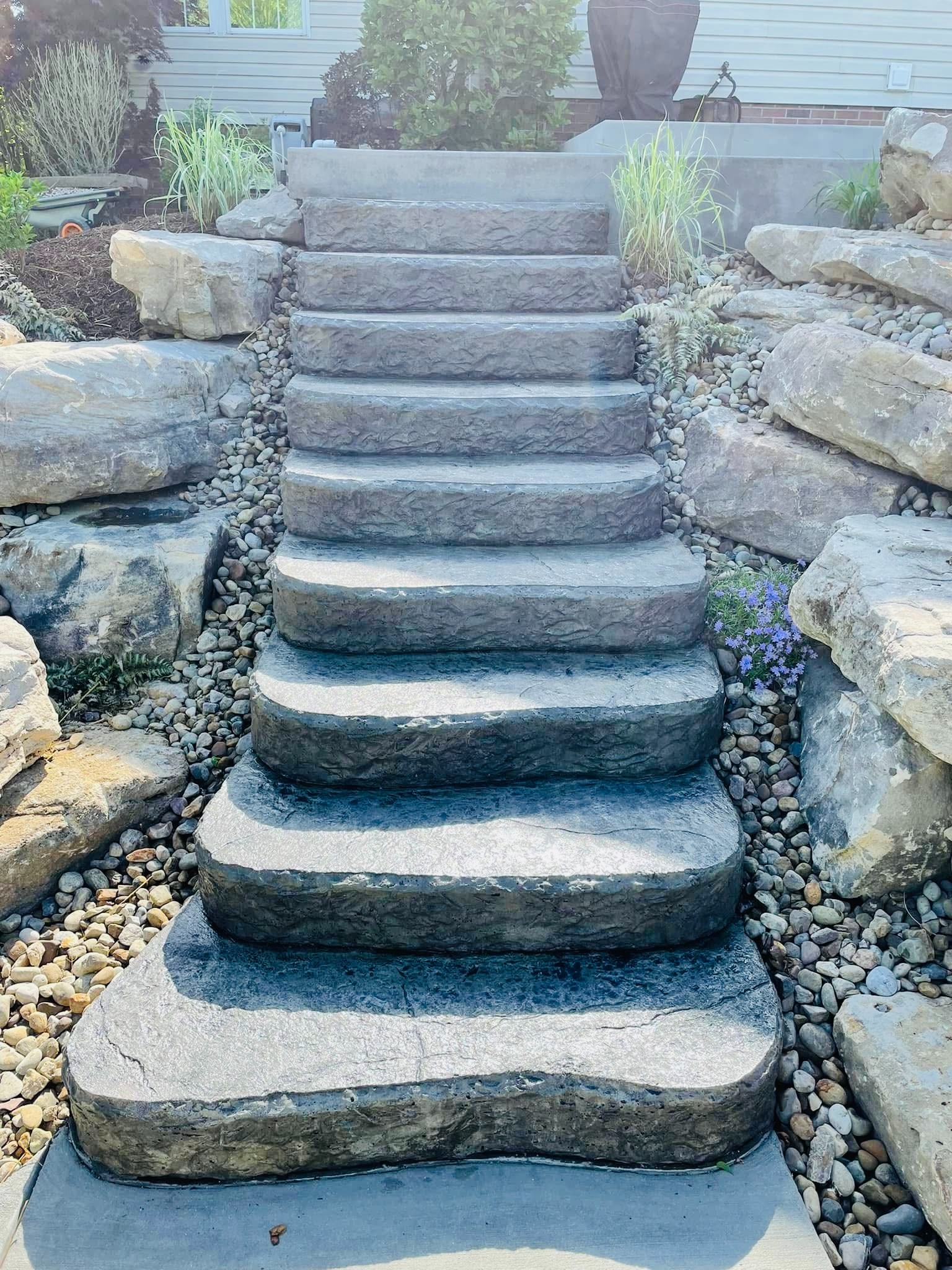 Decorative concrete steps close-up detail
